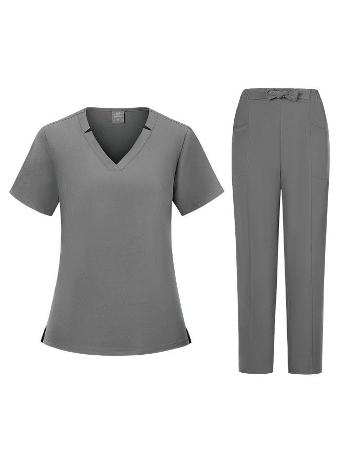 Women's Elastic Doctor Nurse Surgical Gown Work Clothes - Image 2